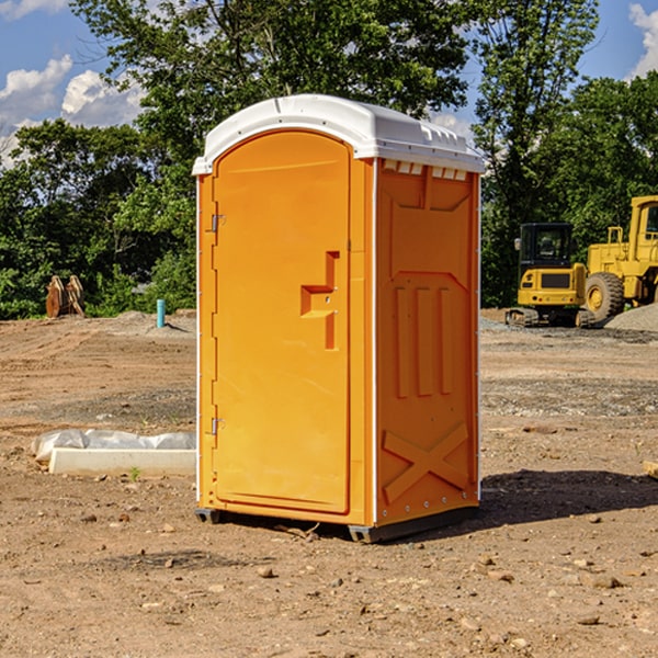 how often are the portable restrooms cleaned and serviced during a rental period in Lakeshore